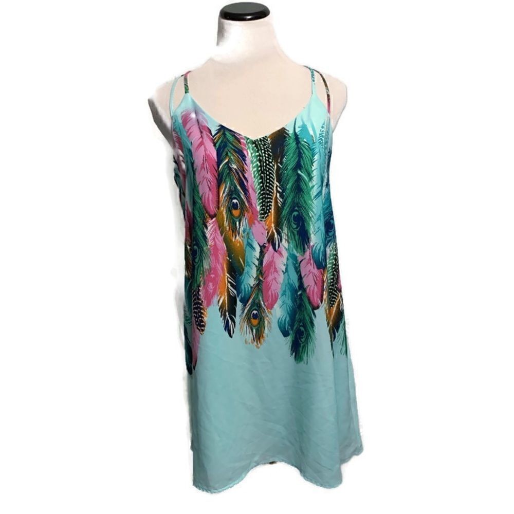 New! fab’rik Feather Dress Sz M